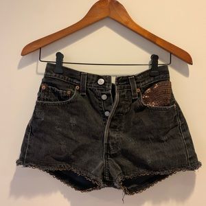 VINTAGE LEVI HIGH WAISTED SHORTS GOLD EMBELLISHED